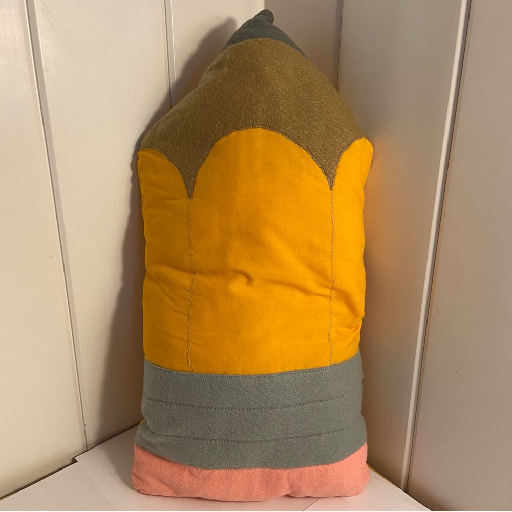 80s vintage Handmade Pillow Pencil shape decorative throw pillow 1980s 19 in - Picture 3 of 16